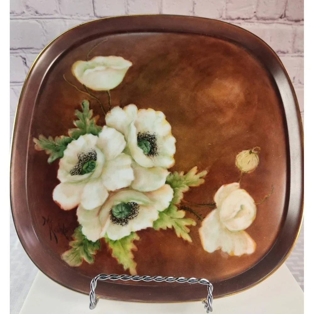 Antique 1887 Imperial Porcelain Manufactory Russia Hand Painted Tray Platter